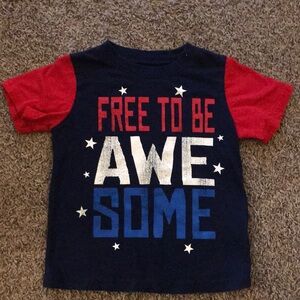 Blue Red White Boys Short Sleeve Tee Shirt